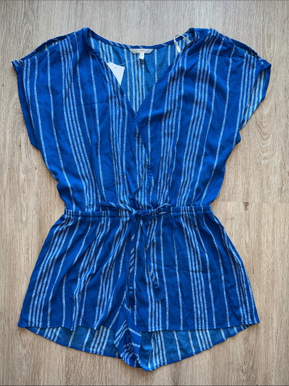 NWT Women's Blue Striped Swim Coverup Romper